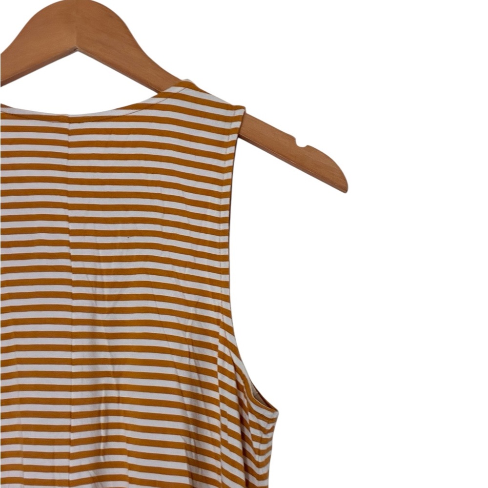 Old Navy | Orange white striped scoop crewneck sleeveless stretch midi dress - Picture 9 of 12